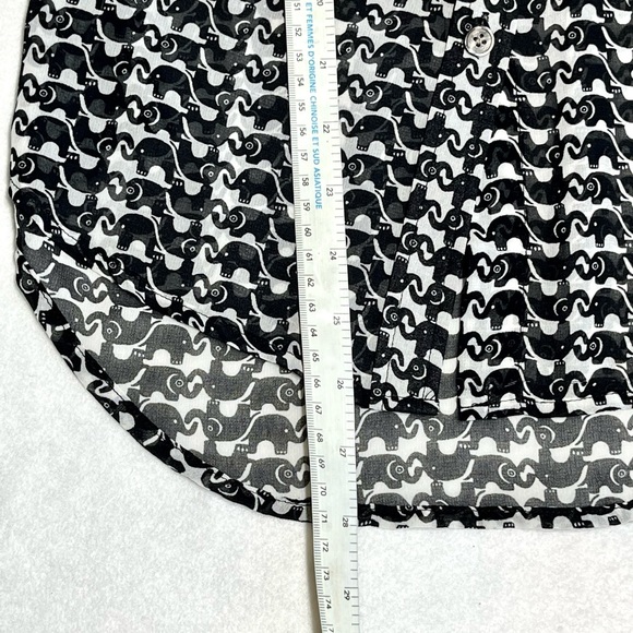 Sheer Elephants black and white blouse new w/out tags , Elephant blouse see thru - Picture 6 of 11